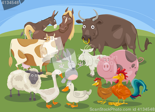 Image of farm animals group cartoon