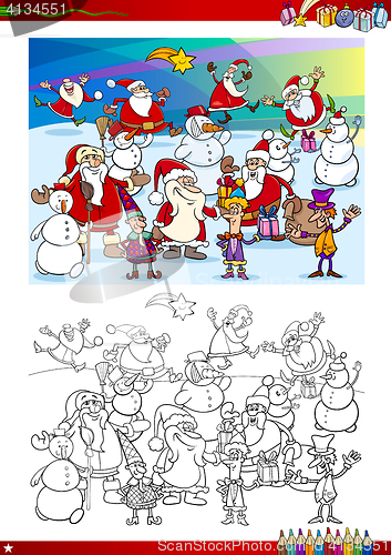 Image of christmas group coloring page