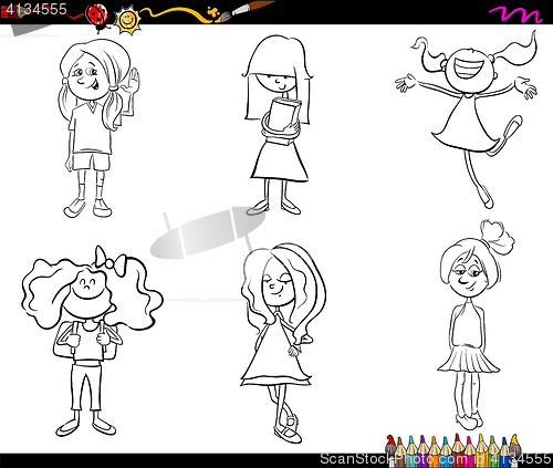 Image of kid girls set coloring book