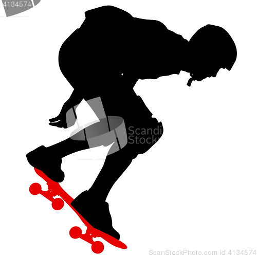 Image of Silhouettes a skateboarder performs jumping. illustration