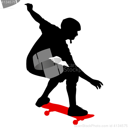 Image of Silhouettes a skateboarder performs jumping. illustration