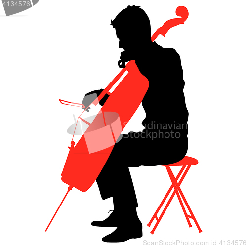 Image of Silhouettes a musician playing the cello. illustration