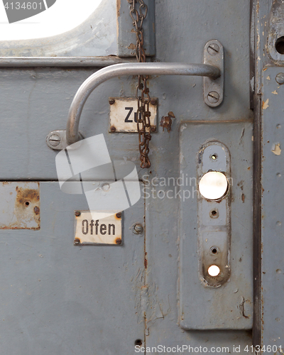 Image of Vintage door on the train compartment