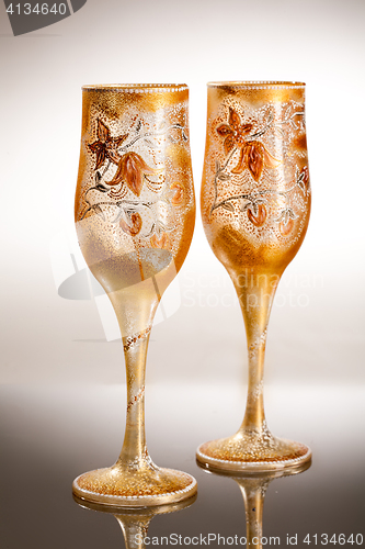 Image of Wineglasses On Glass Background