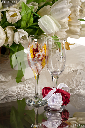 Image of Wineglasses On Glass Background