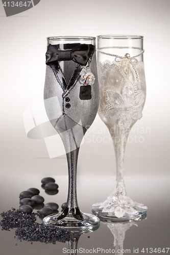 Image of Wineglasses On Glass Background