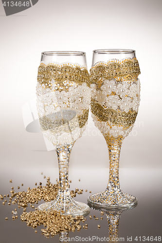 Image of Wineglasses On Glass Background