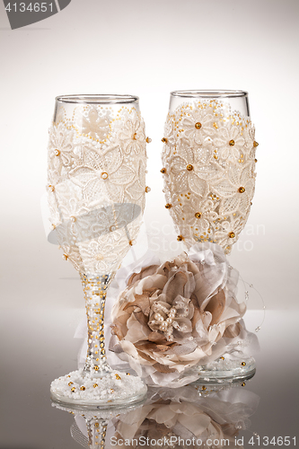 Image of Wineglasses On Glass Background