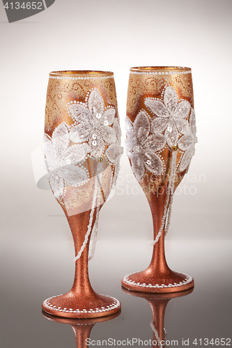 Image of Wineglasses On Glass Background