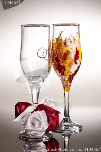 Image of Wineglasses On Glass Background