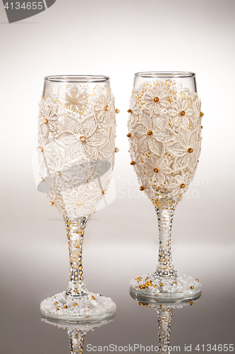 Image of Wineglasses On Glass Background