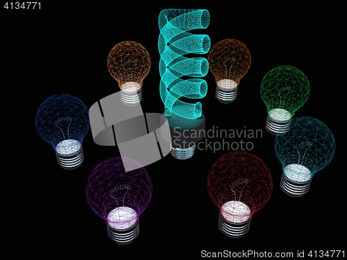 Image of energy-saving lamps. 3D illustration