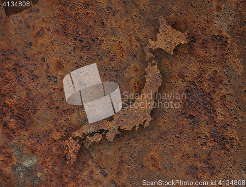 Image of Map of Japan on rusty metal