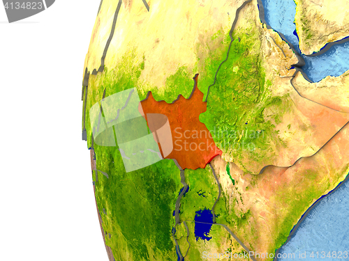 Image of South Sudan on globe
