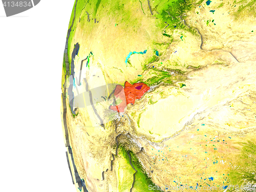 Image of Kyrgyzstan on globe
