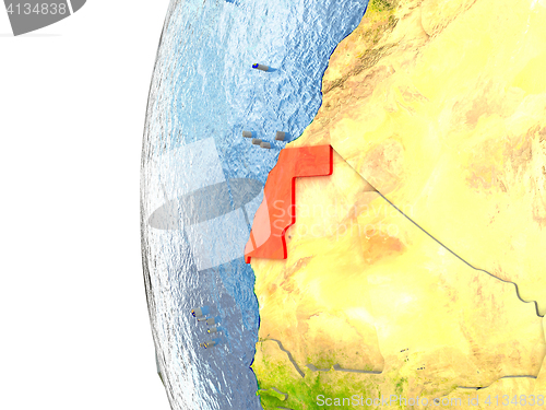 Image of Western Sahara on globe
