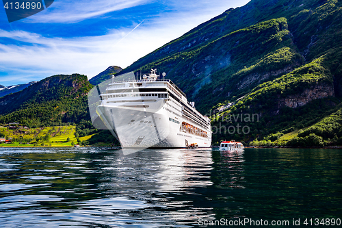 Image of Cruise Liners On Geiranger fjord, Norway