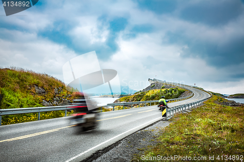 Image of Atlantic Ocean Road Two bikers on motorcycles.