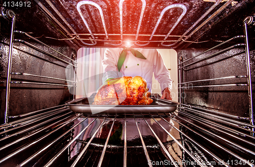 Image of Cooking chicken in the oven.