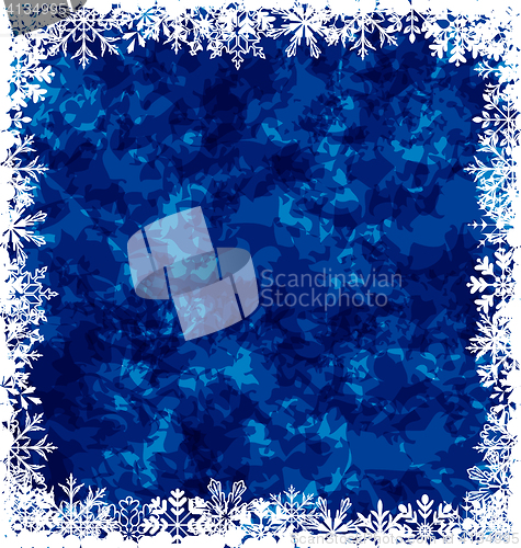 Image of New Year grunge background, frame made in snowflakes