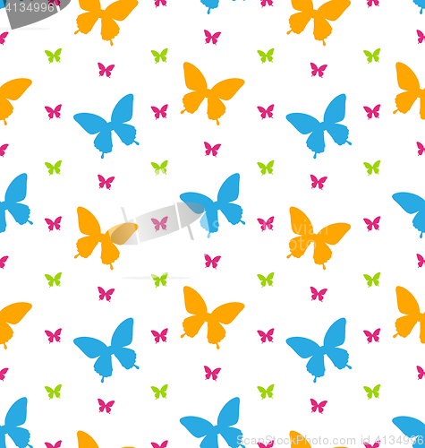 Image of Seamless Pattern with Colorful Butterflies, Repeating Backdrop