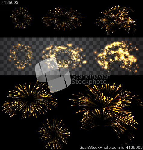 Image of Set of isolated fireworks