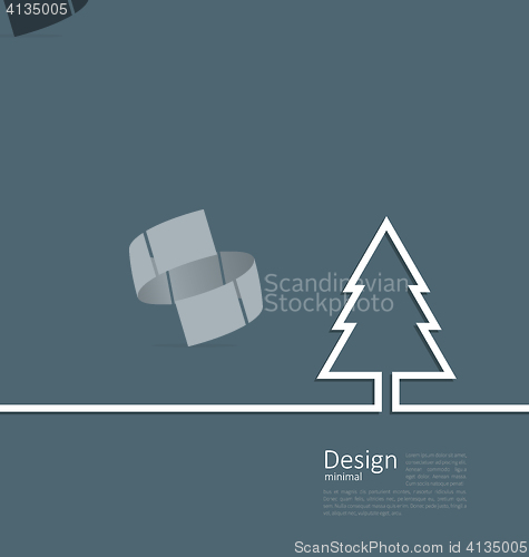 Image of Laconic design of xmas tree fir on cleaness line flat template c
