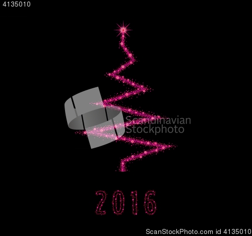 Image of christmas illustration with glittering tree