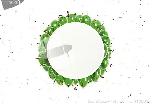 Image of circle badge and green balloons