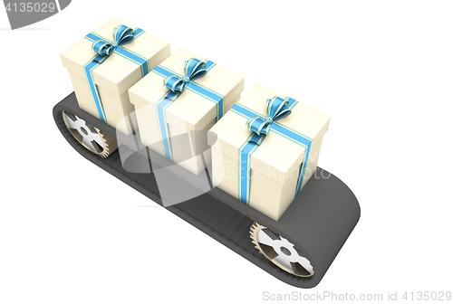 Image of conveyer belt and gifts