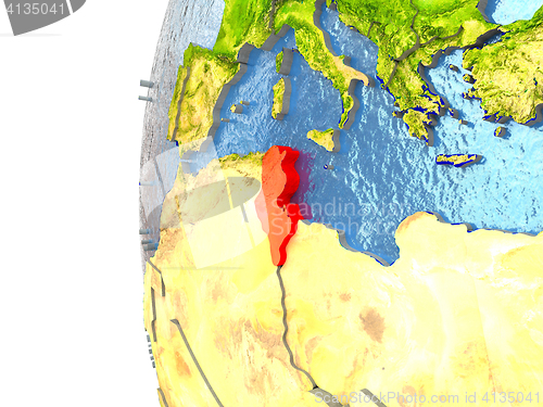 Image of Tunisia on globe