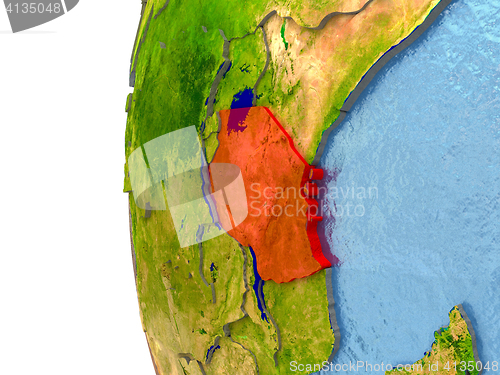 Image of Tanzania on globe