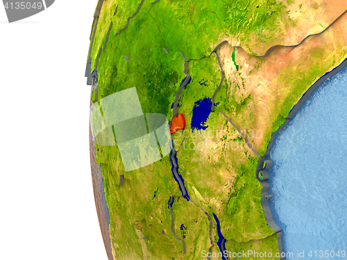 Image of Rwanda on globe