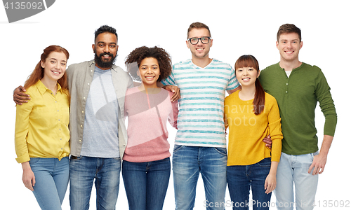 Image of international group of happy smiling people