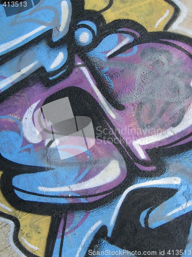 Image of 3d letter wall graffiti detail