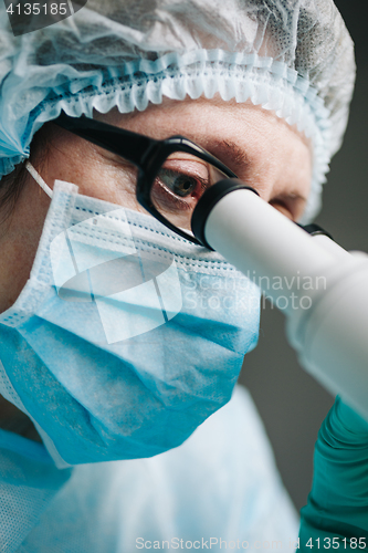 Image of Close up view of scientist eye