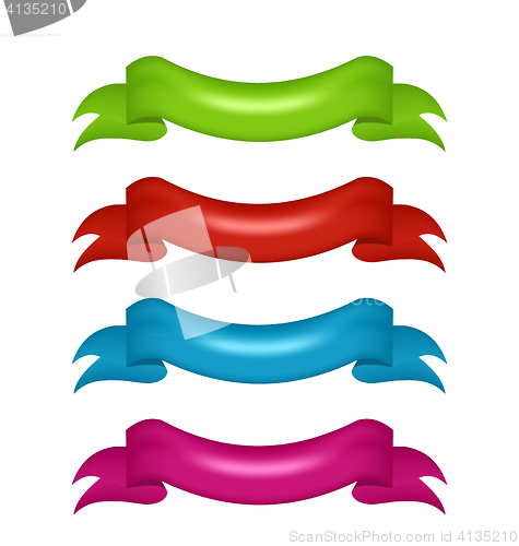 Image of Set colorful satin ribbon tape isolated on white background