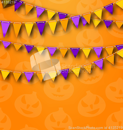 Image of Halloween Party Background with Colored Bunting Pennants