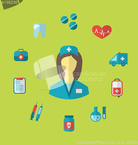 Image of Set trendy medical icons in flat style