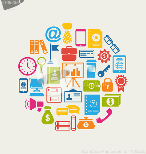 Image of  Flat Icons of Business and Financial Items 