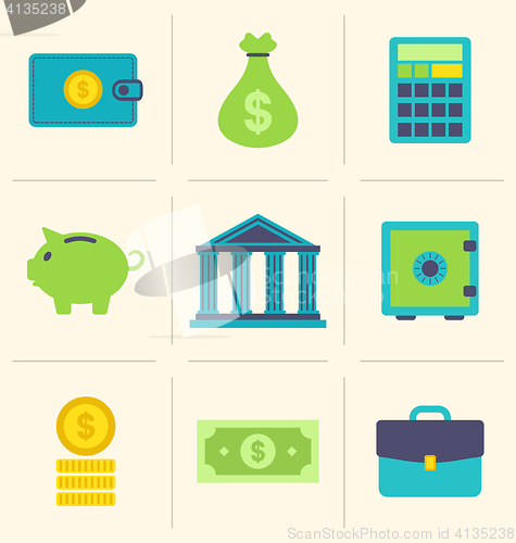 Image of Flat icons of financial and business items