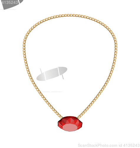 Image of Jewelry Golden Chain with Red Diamand 