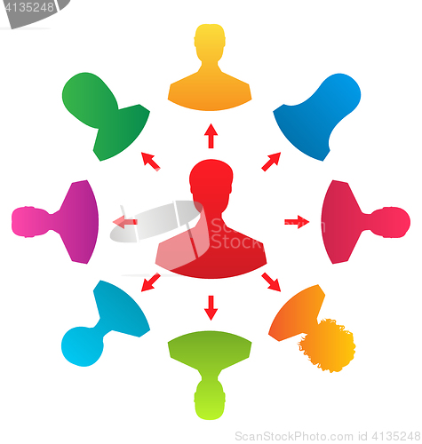 Image of Concept of leadership, colorful people icons