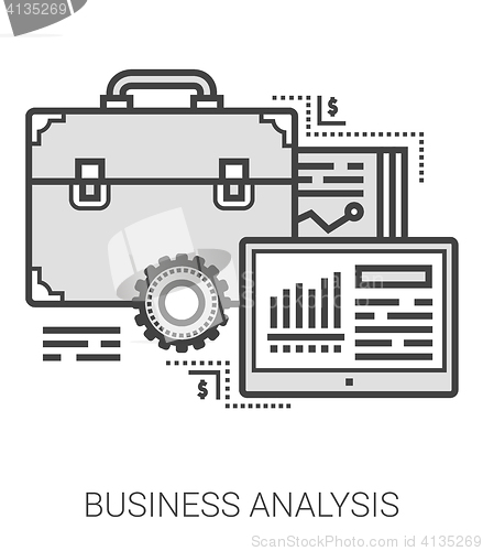 Image of Business analysis line icons.