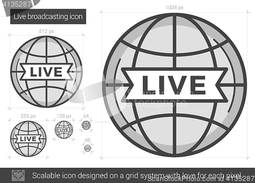 Image of Live broadcasting line icon.