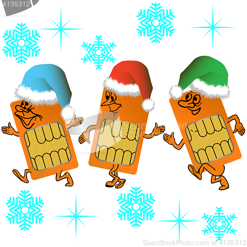 Image of Three SIM cards go in santa outfit