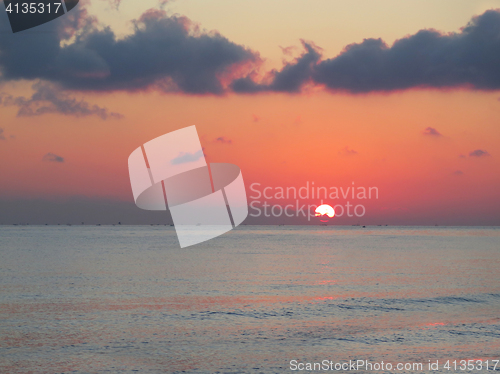 Image of sunset in ocean Bali