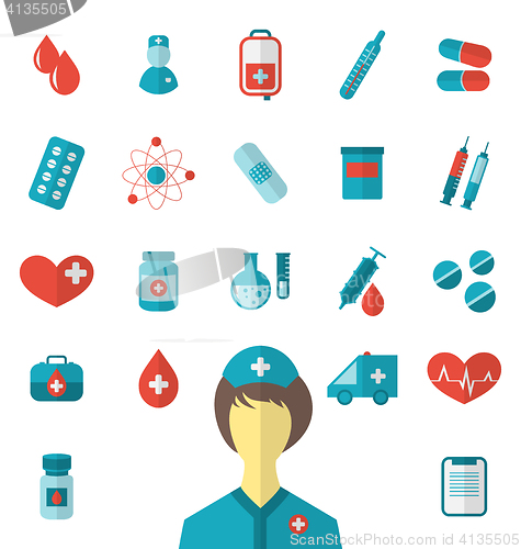 Image of Set trendy flat medical icons isolated on white background