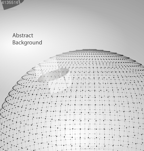 Image of Abstract Circle with Mesh Polygonal Elements, Lines and Dots