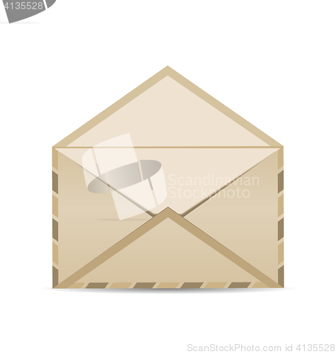 Image of Open retro envelope with shadow isolated on white background